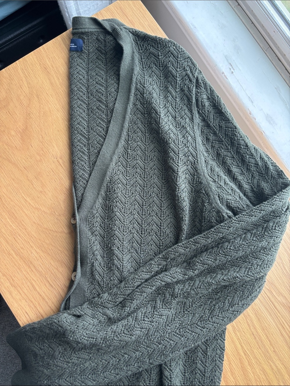 GAP Olive Green Textured Knit Cardigan